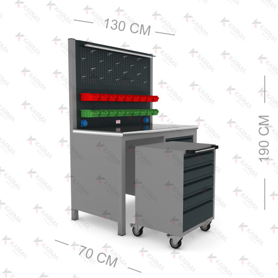 KARMA 130CM 10 ÇEKMECELİ SEYYAR ÇALIŞMA TEZGAHI