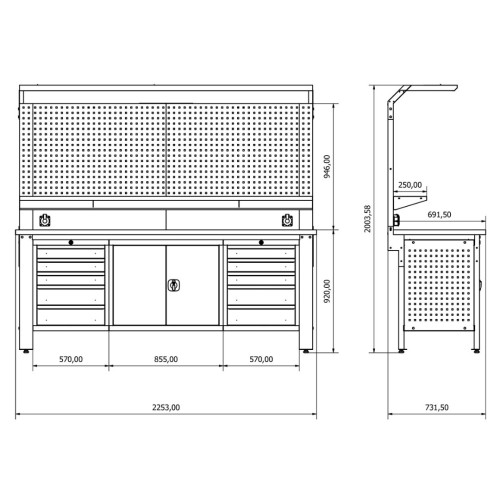 Dolaplı Metal Çalışma Masası KRM.36.15.43