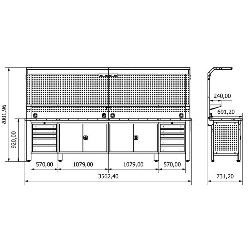 Dolaplı Metal Çalışma Masası KRM.36.15.74